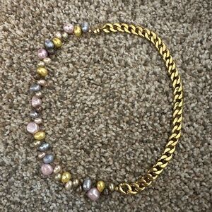 Martha Calvo Retro Pearl and Chain Necklace
